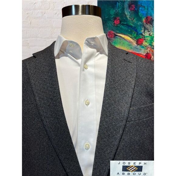 Joseph Abboud XL 44R Blue Tweed Plaid Blazer Sport Coat Jacket Elbow Patch - Picture 2 of 15